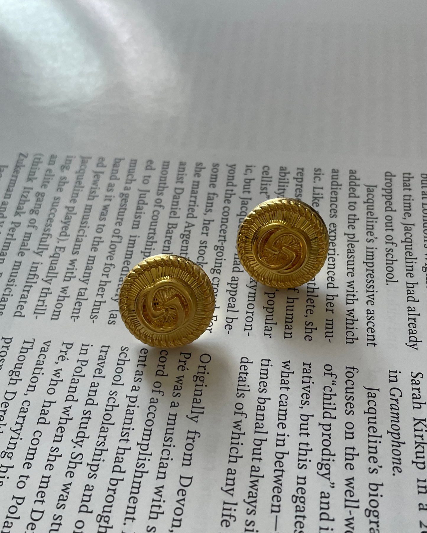 Repurposed Designer Button Gold Plated Stud Earrings – Upcycled Statement Jewelry for Women