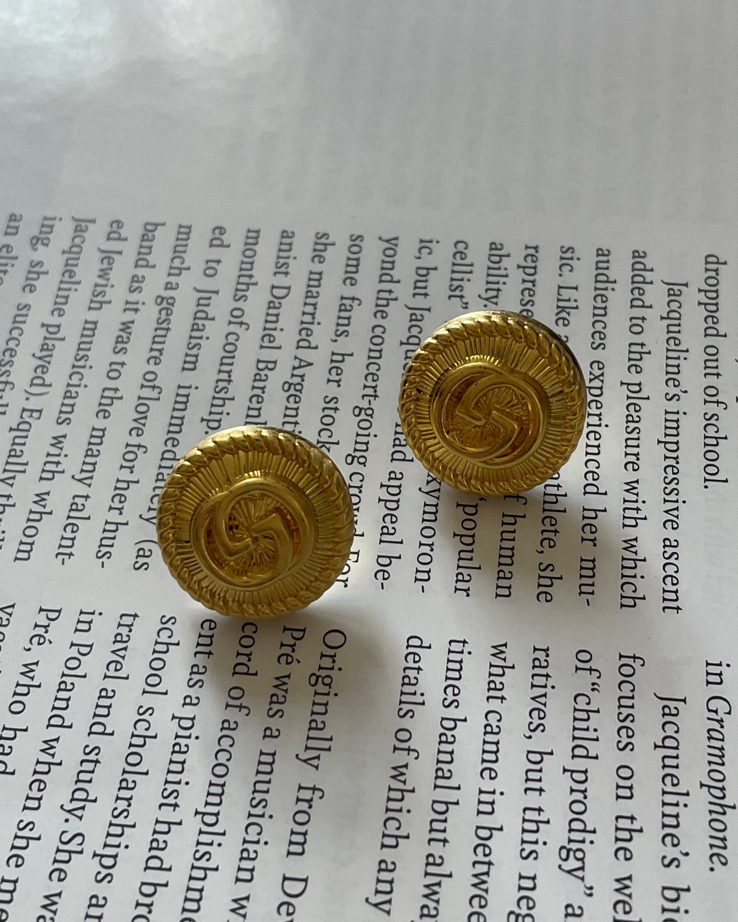 Repurposed Designer Button Gold Plated Stud Earrings – Upcycled Statement Jewelry for Women