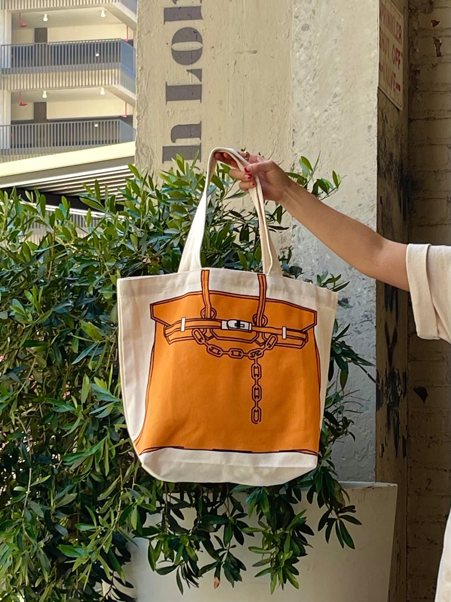 Birkin Inspired Canvas Tote Bag – Drawing Print Shopper, Large Everyday Shoulder Bag