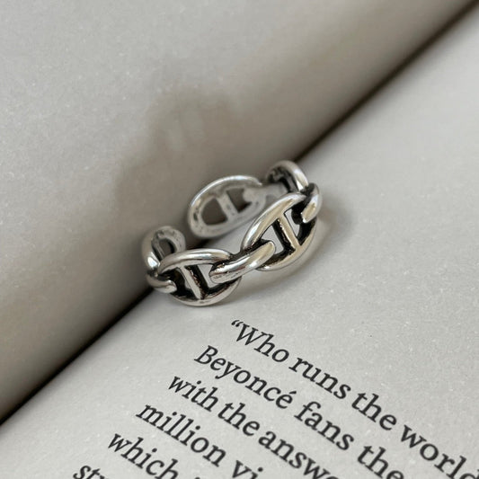 925 Sterling Silver Chain Adjustable Ring