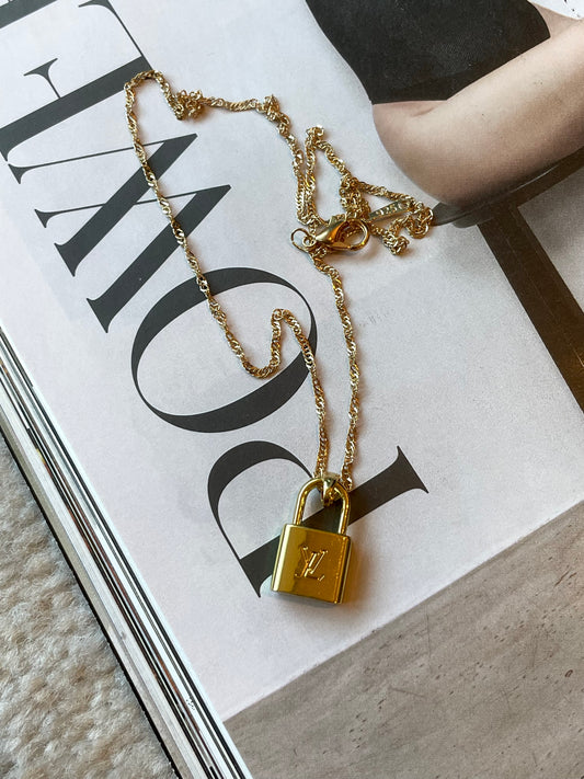 Repurposed Authentic Designer Zipper Pull Gold Plated Necklace