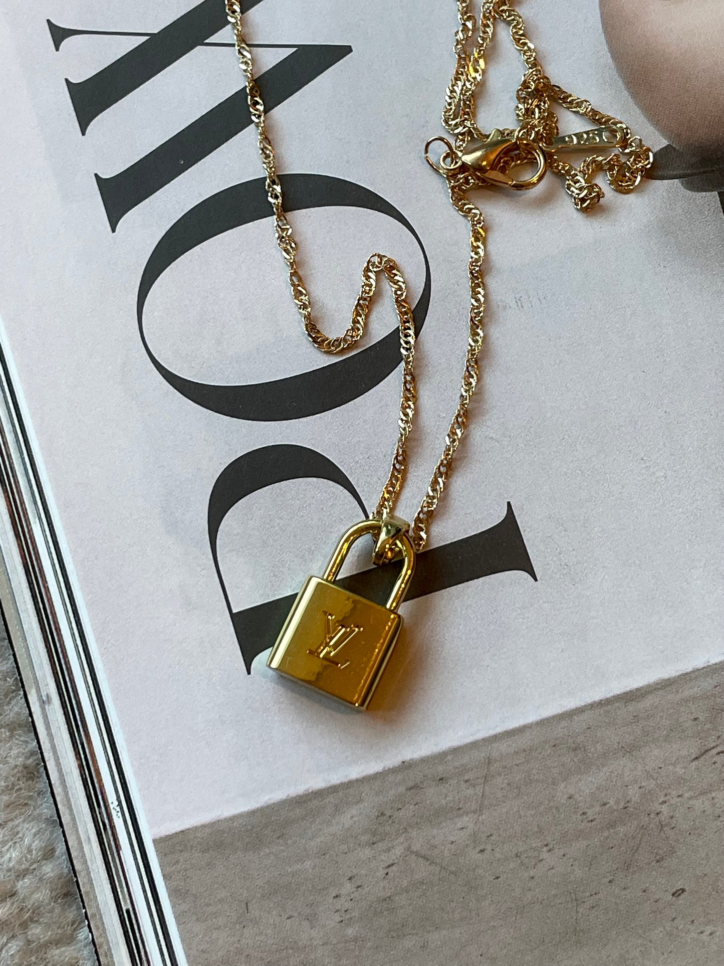 Repurposed Authentic Designer Zipper Pull Gold Plated Necklace