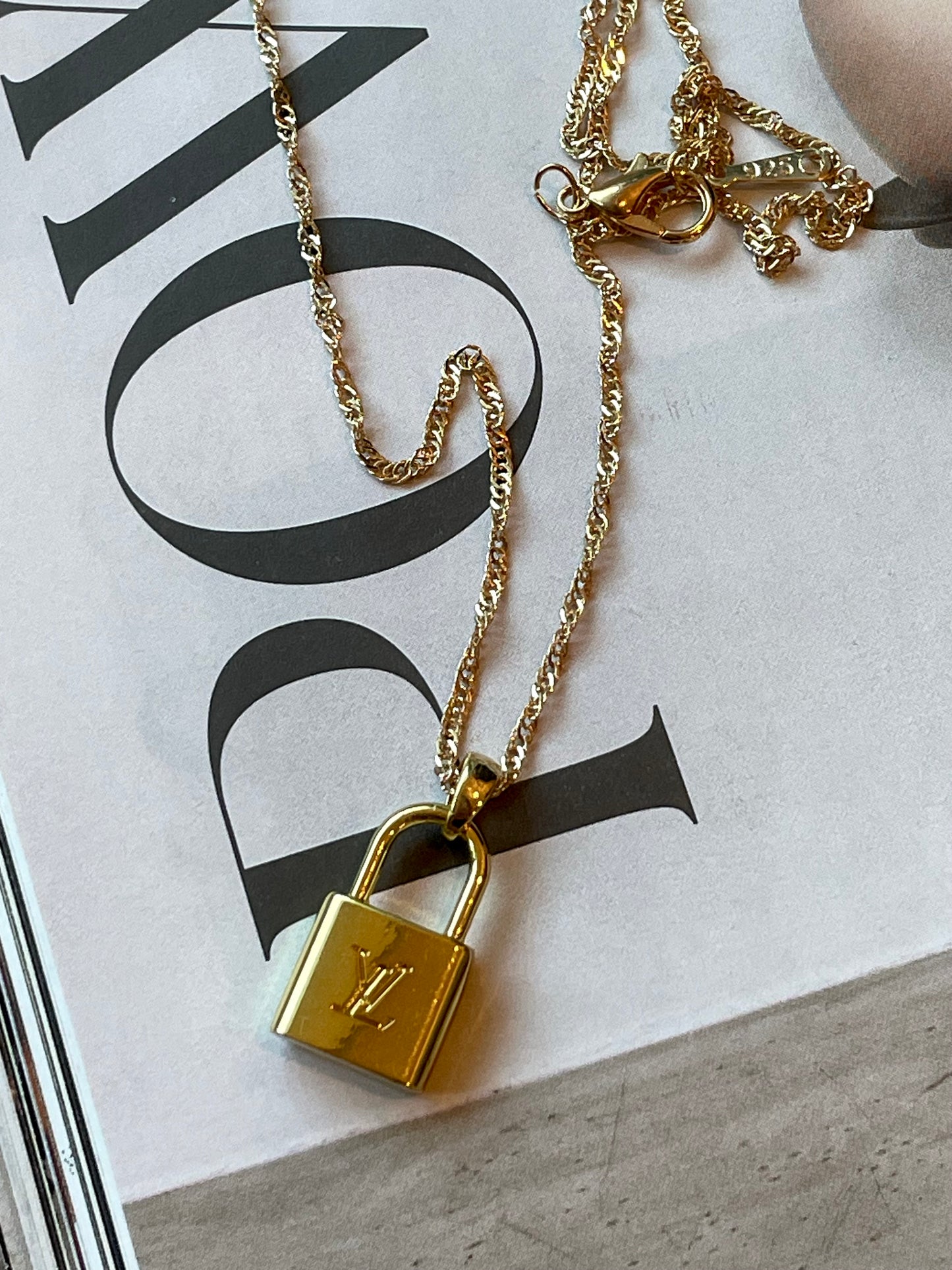 Repurposed Authentic Designer Zipper Pull Gold Plated Necklace