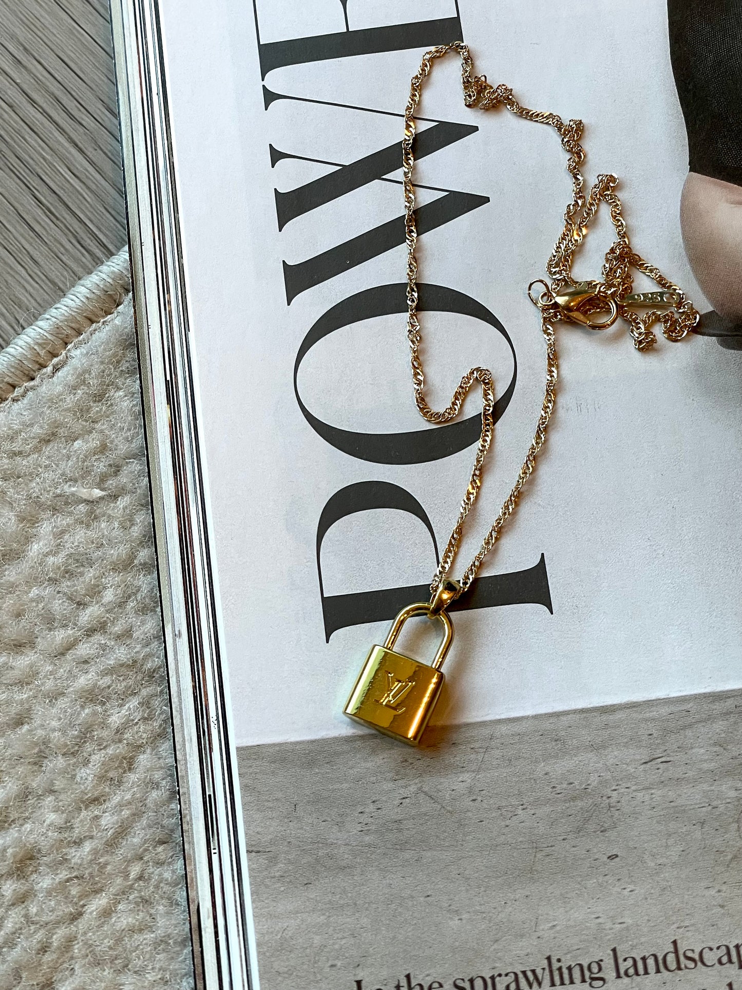 Repurposed Authentic Designer Zipper Pull Gold Plated Necklace