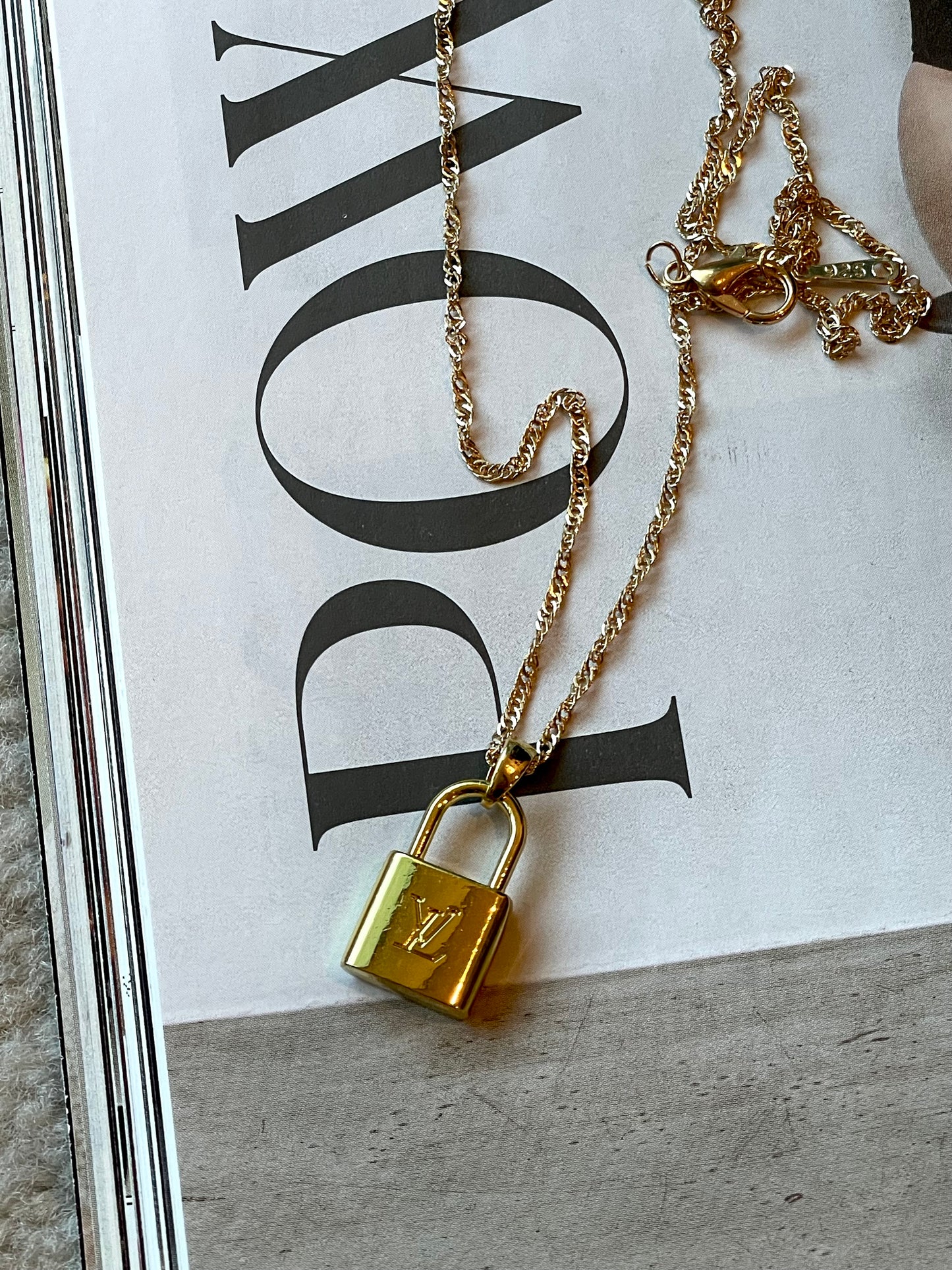 Repurposed Authentic Designer Zipper Pull Gold Plated Necklace