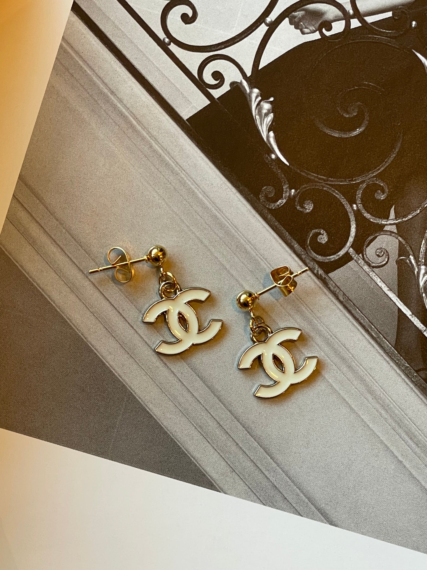 Repurposed Authentic Designer Zipper Pull Gold Plated Drop Earrings