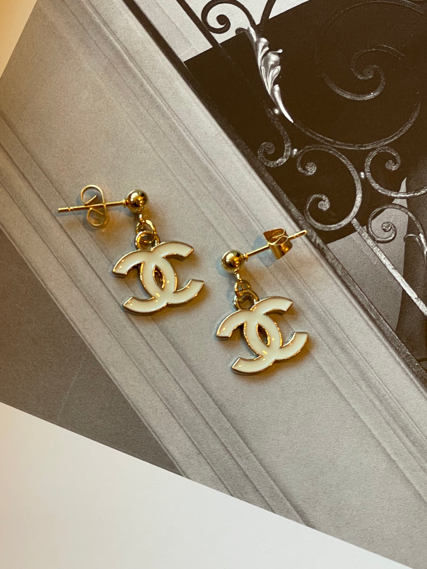 Repurposed Authentic Designer Zipper Pull Gold Plated Drop Earrings