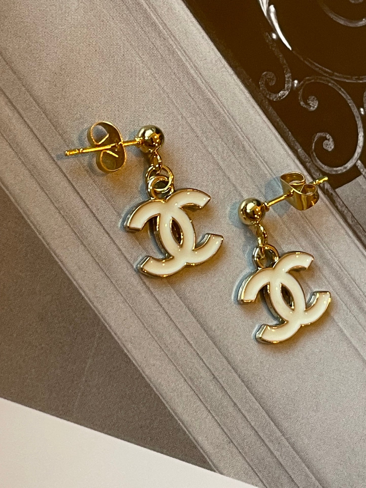 Repurposed Authentic Designer Zipper Pull Gold Plated Drop Earrings