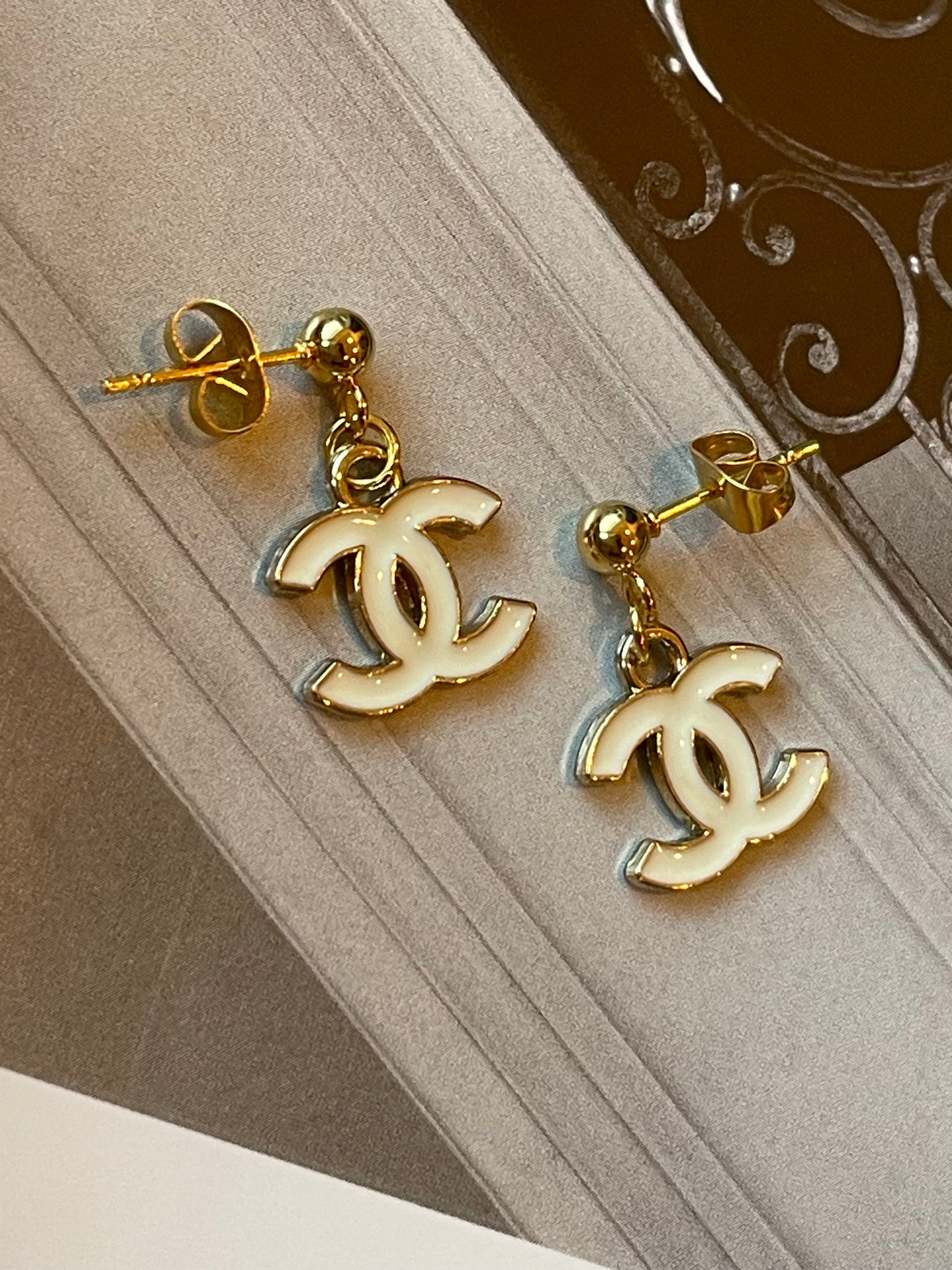 Repurposed Authentic Designer Zipper Pull Gold Plated Drop Earrings