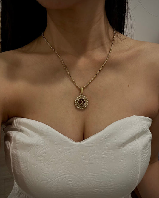 Repurposed Authentic Designer Zipper Pull Gold Plated Necklace