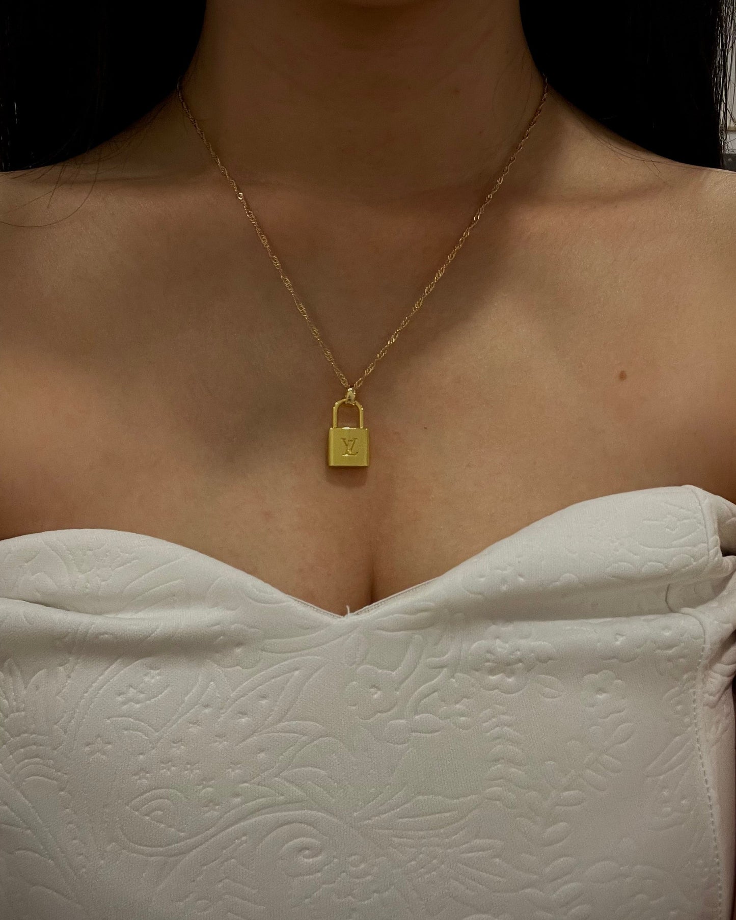 Repurposed Authentic Designer Zipper Pull Gold Plated Necklace