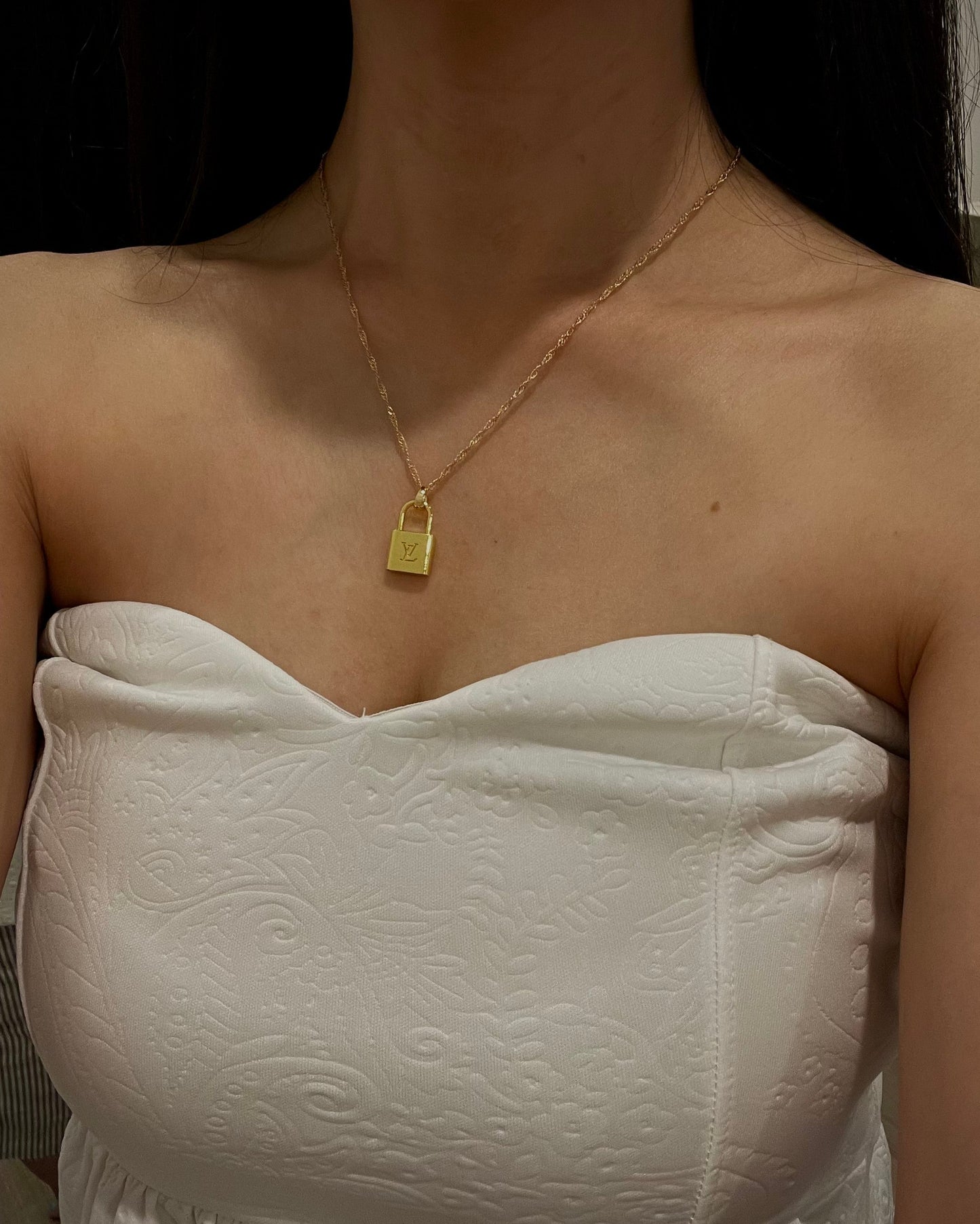 Repurposed Authentic Designer Zipper Pull Gold Plated Necklace
