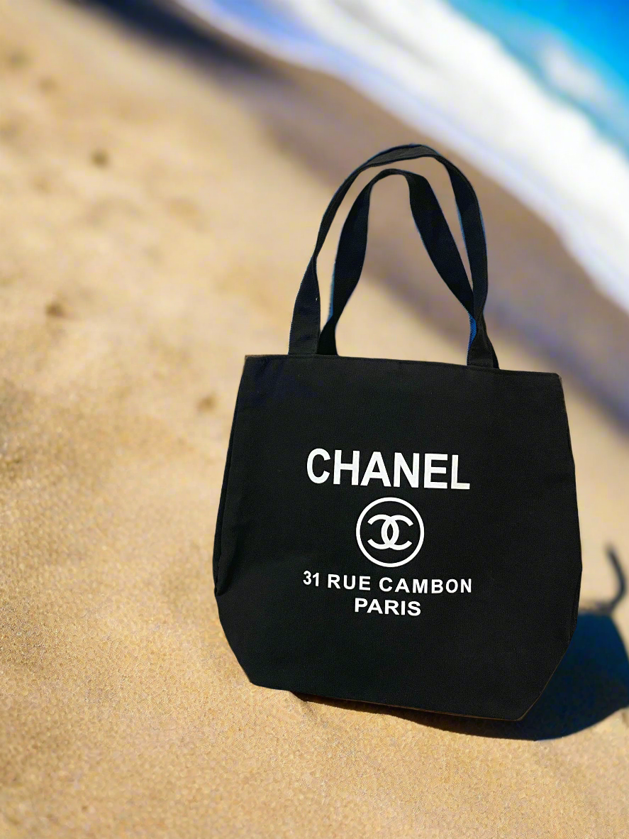 Chanel Novelty Black Tote Bag Canvas, CHANEL TOTE BAG 31 RUE CAMBON PARIS
