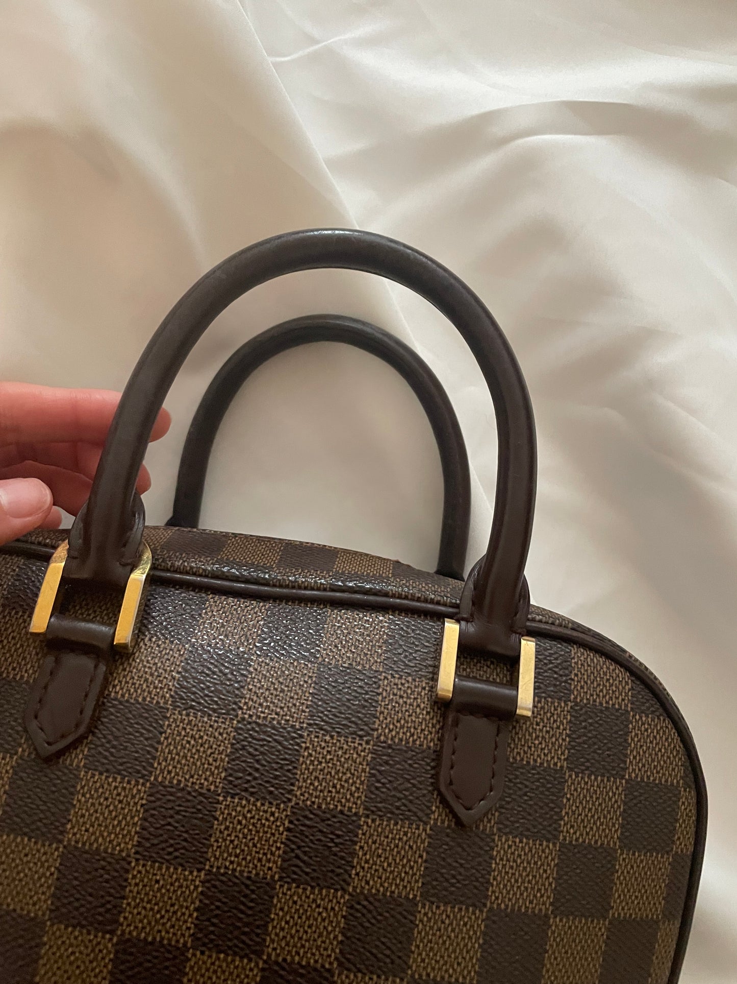 Pre-loved Louis Vuitton Sarria Mini Ebene Damier Handbag