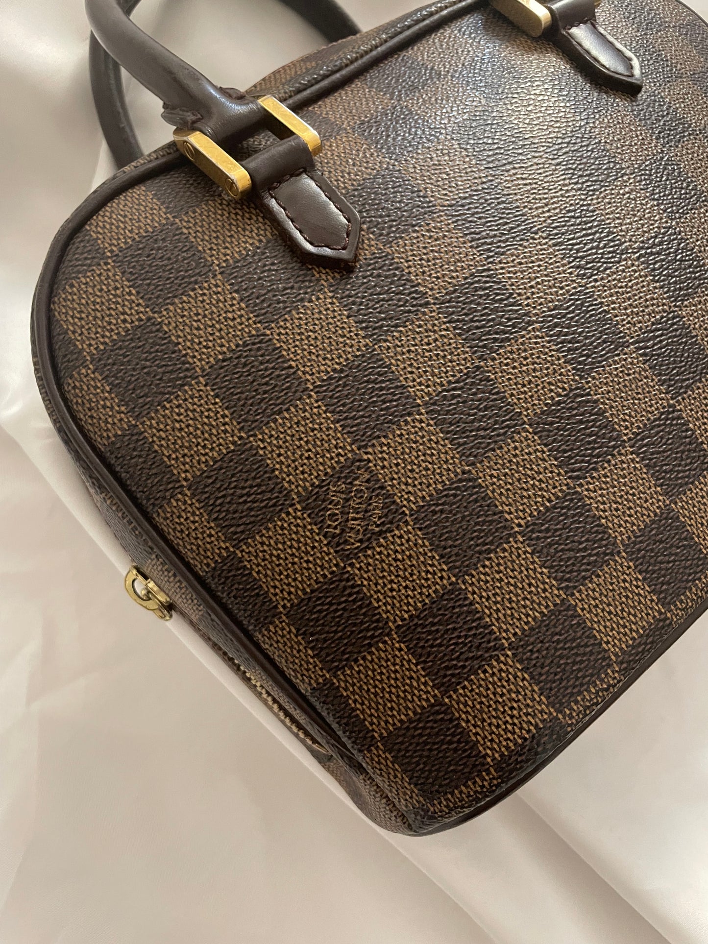 Pre-loved Louis Vuitton Sarria Mini Ebene Damier Handbag