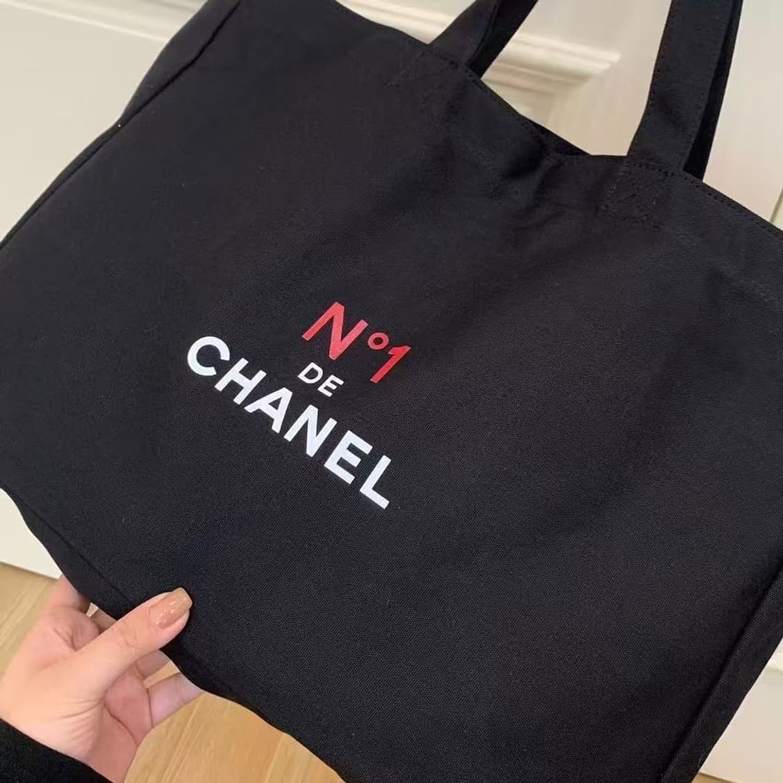 Chanel VIP Gift Canvas Tote Bag No1 Black Tote Bag Shopping Bag