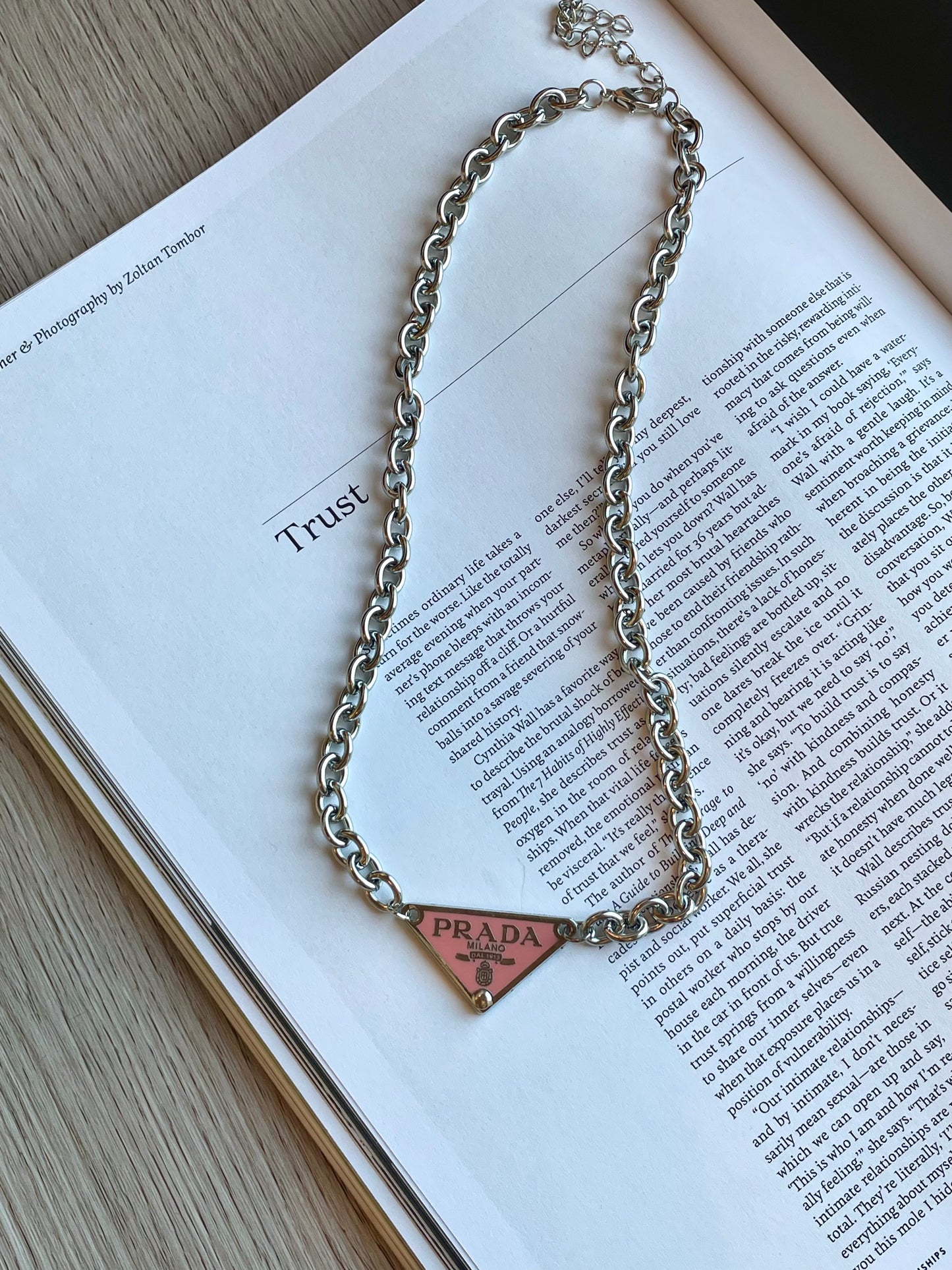 Repurposed Authentic Classic Triangle Logo Tag Necklace
