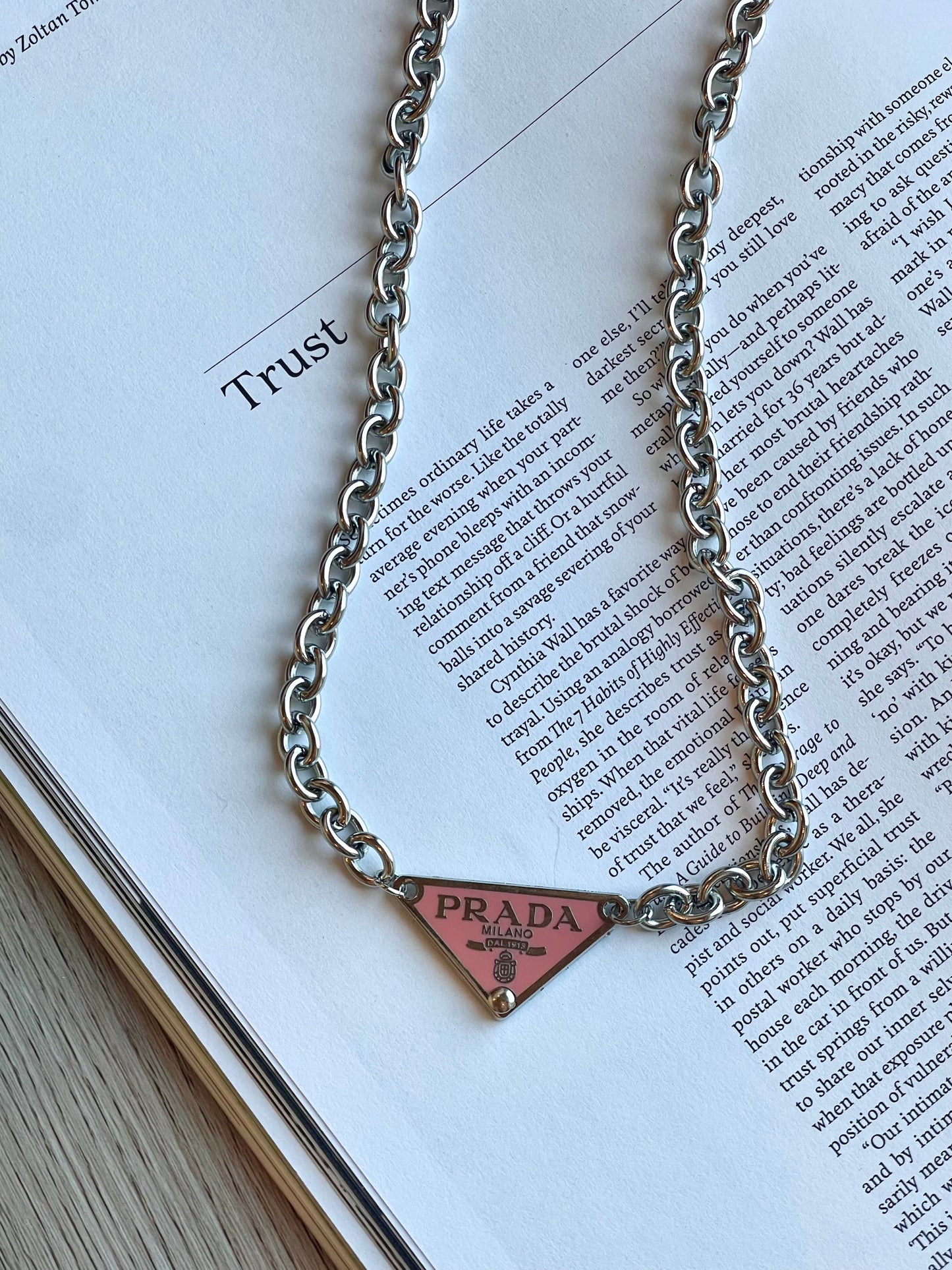 Repurposed Authentic Classic Triangle Logo Tag Necklace