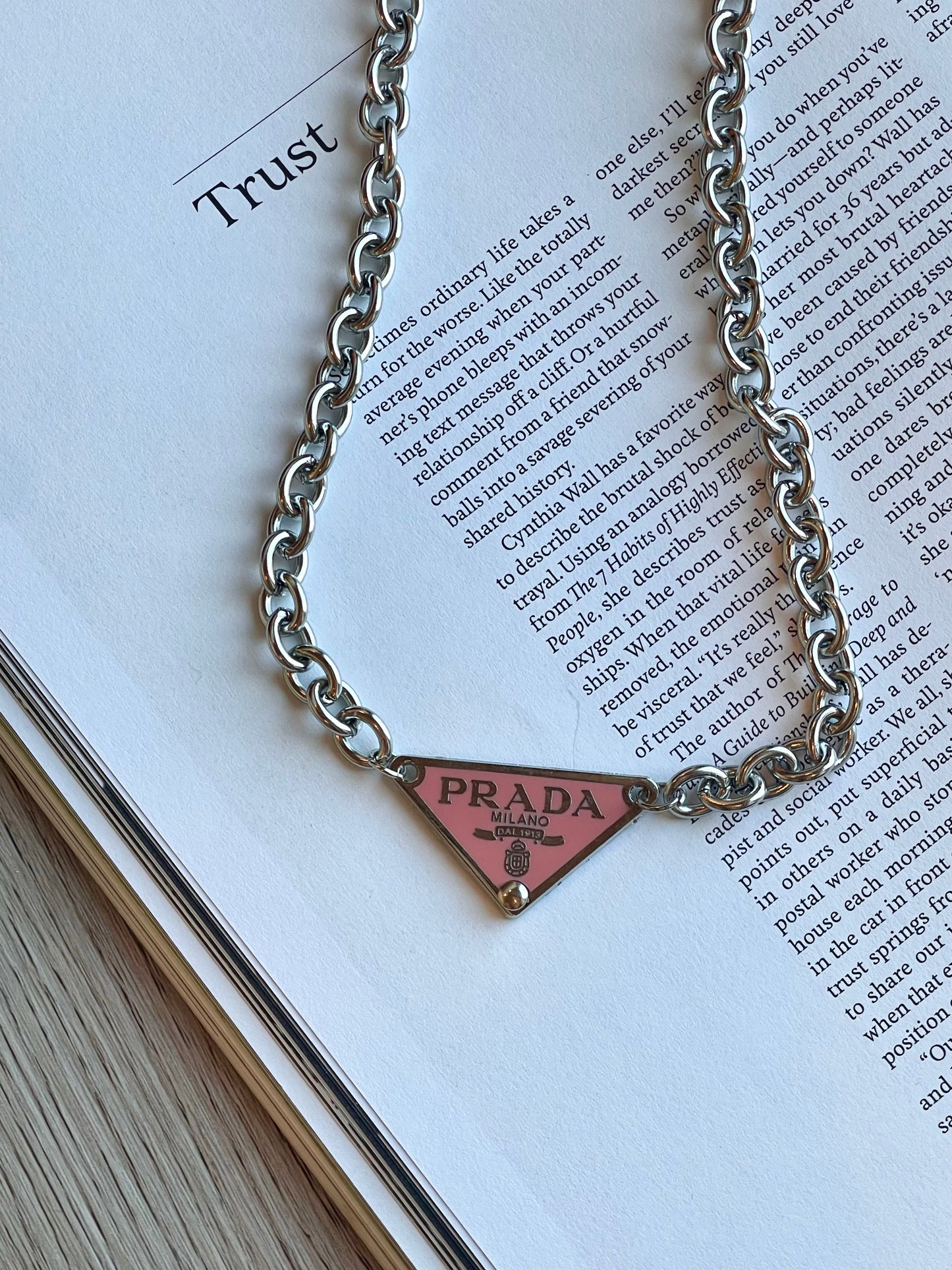 Repurposed Authentic Classic Triangle Logo Tag Necklace