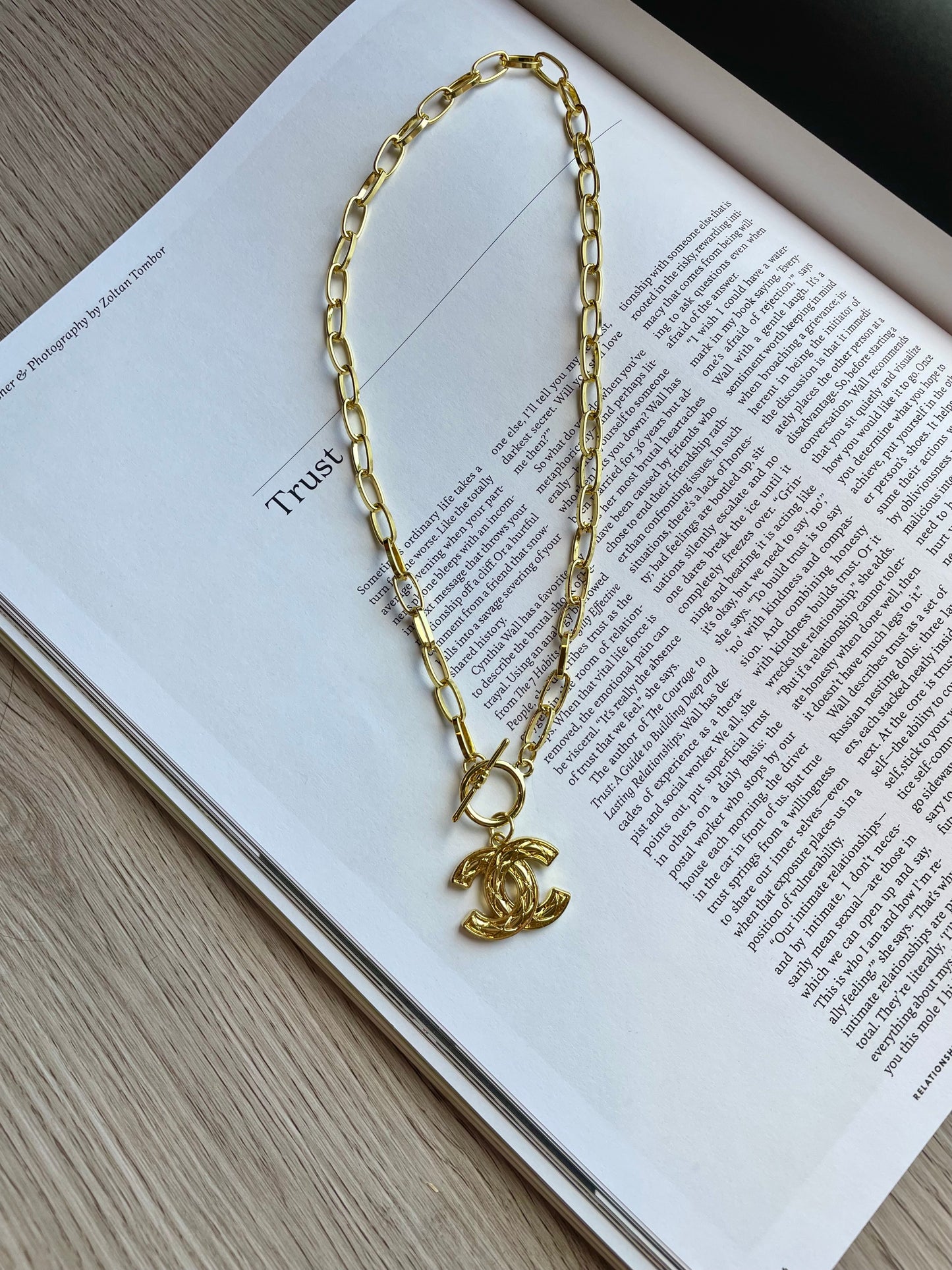 Repurposed Authentic Designer Zipper Pull Gold Plated Necklace