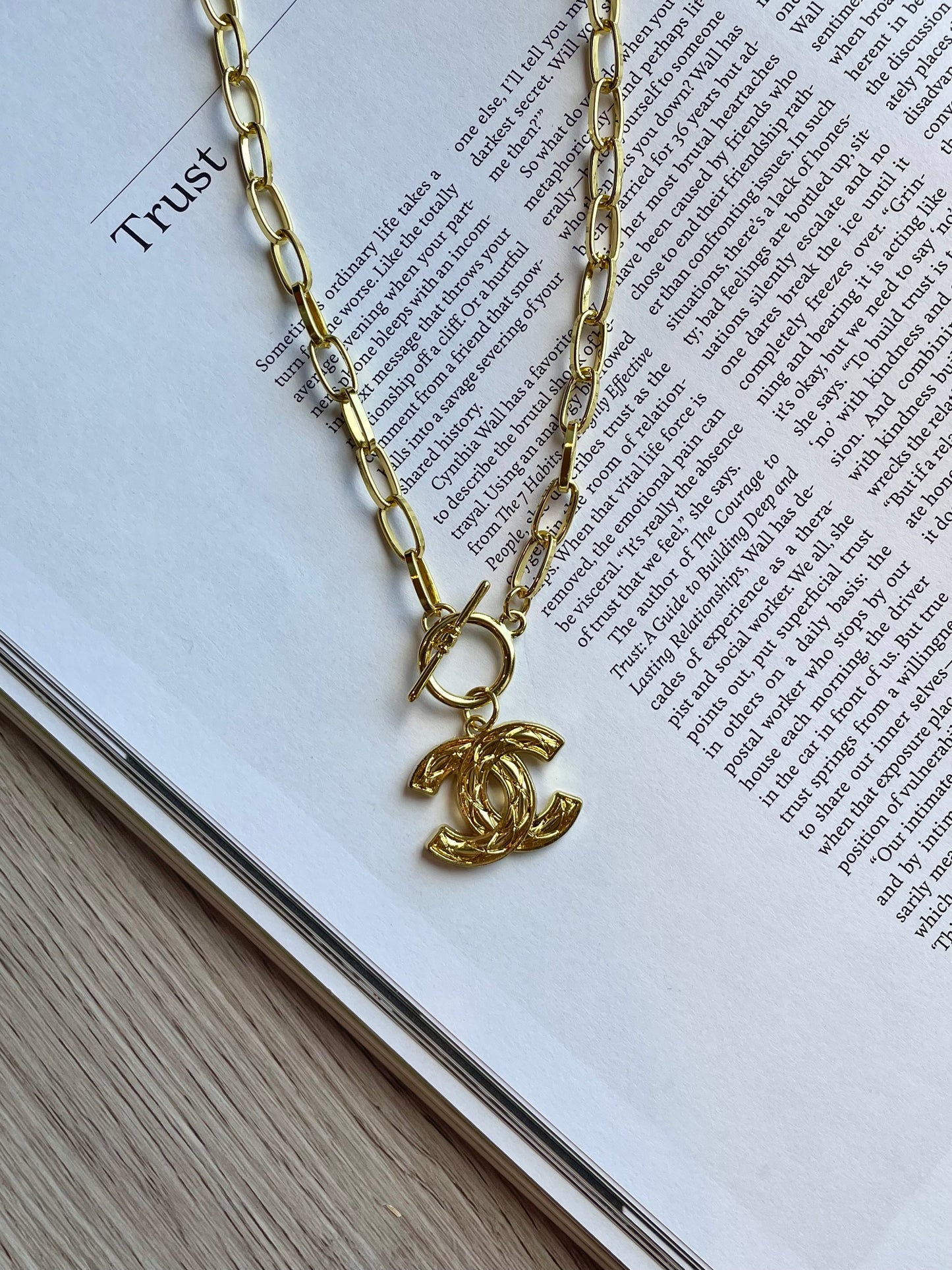 Repurposed Authentic Designer Zipper Pull Gold Plated Necklace