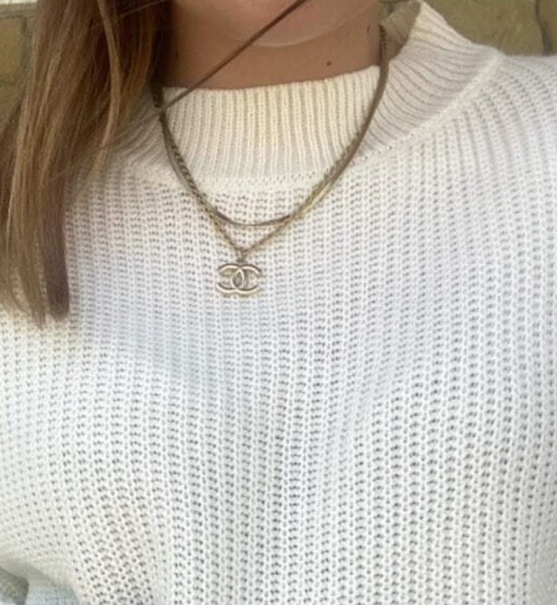 Repurposed Authentic Designer Zipper Pull Gold Plated Necklace