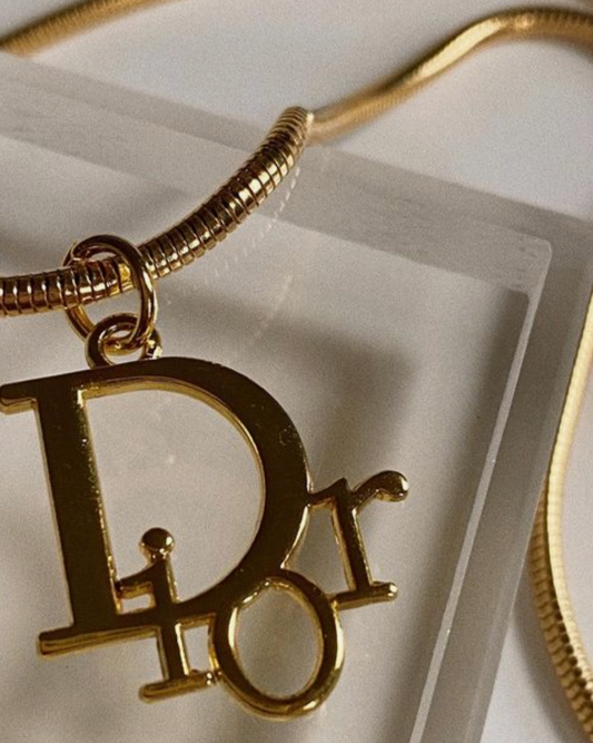 Repurposed Authentic Designer Zipper Pull Gold Plated Necklace