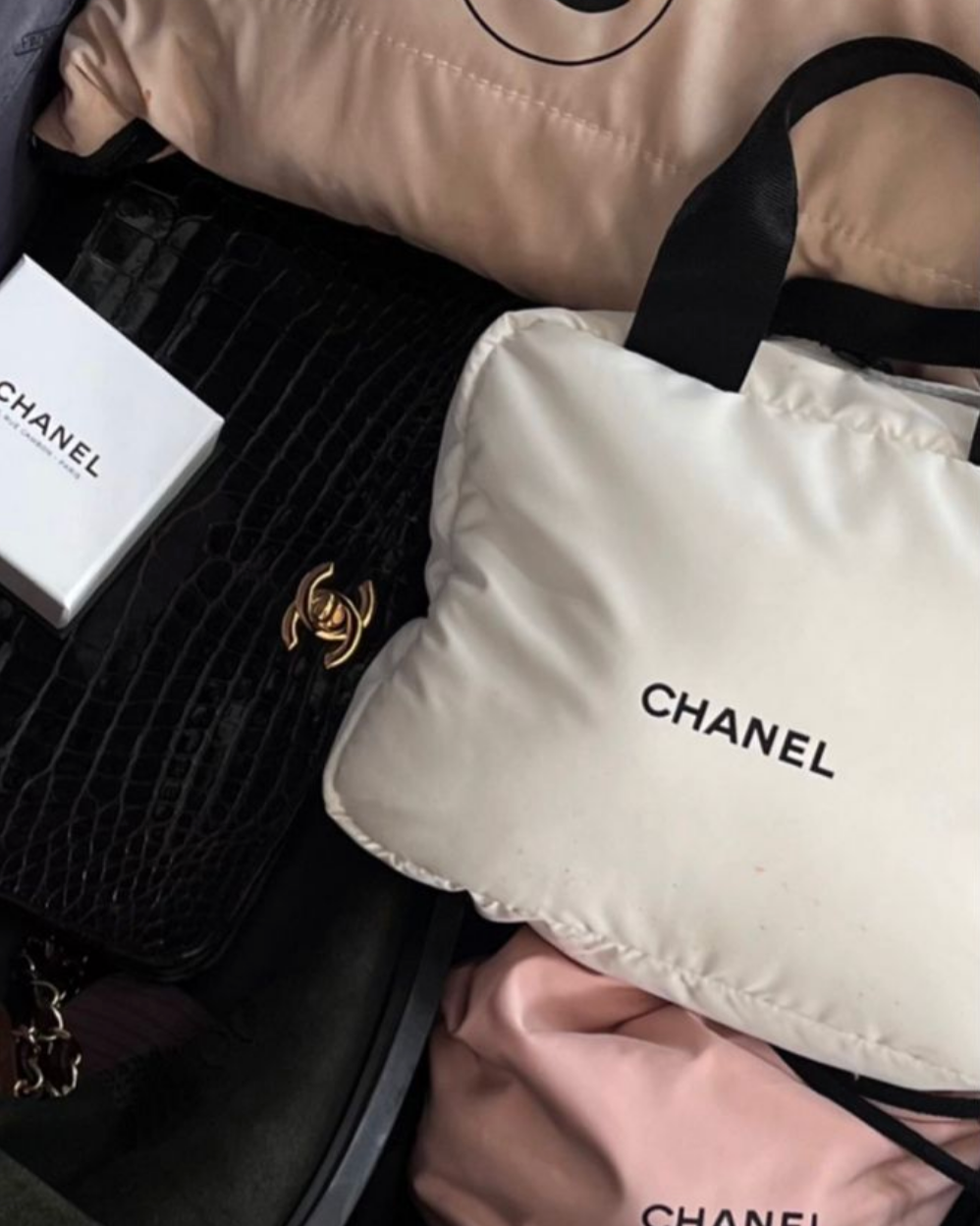 Chanel Makeup Cosmetic Bag Pouch White, POUCH BAG ONLY