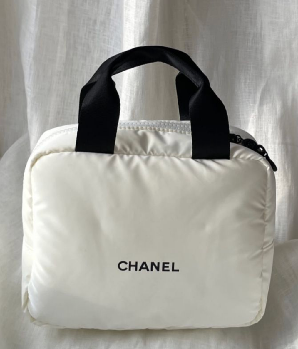 Chanel Makeup Cosmetic Bag Pouch White, POUCH BAG ONLY