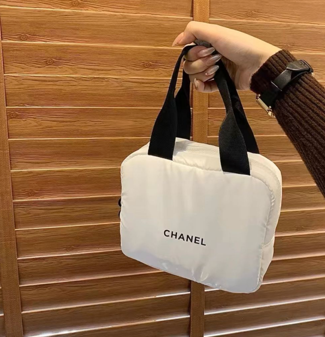 Chanel Makeup Cosmetic Bag Pouch White, POUCH BAG ONLY