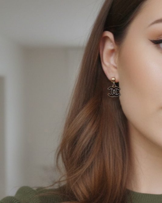 Repurposed Authentic Designer Zipper Pull Gold Plated Drop Earrings