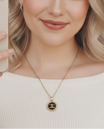 Repurposed Authentic Designer Zipper Pull Gold Plated Necklace