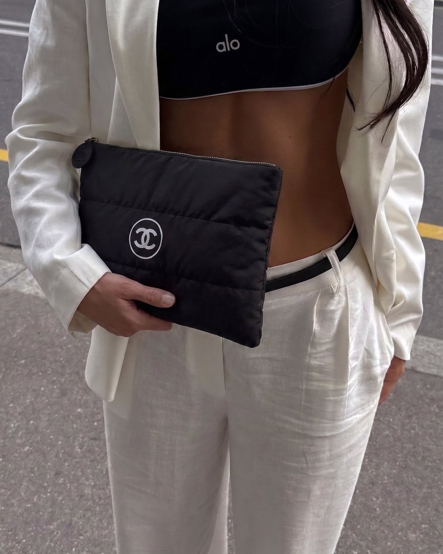 Chanel Beaute Puffy Nylon Cloud Makeup Cosmetic Pouch Clutch Black