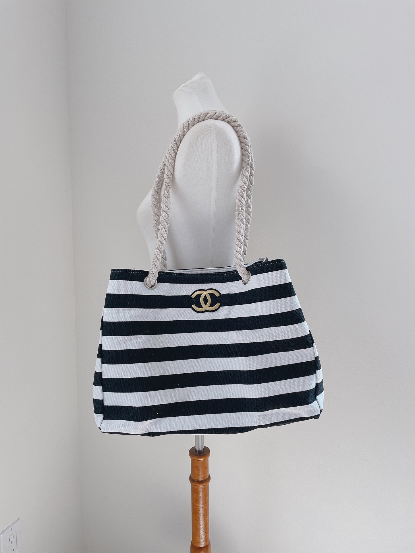 Reworked Canvas Tote Bag with Rope Handles, Hand Embroidered Tote Bag