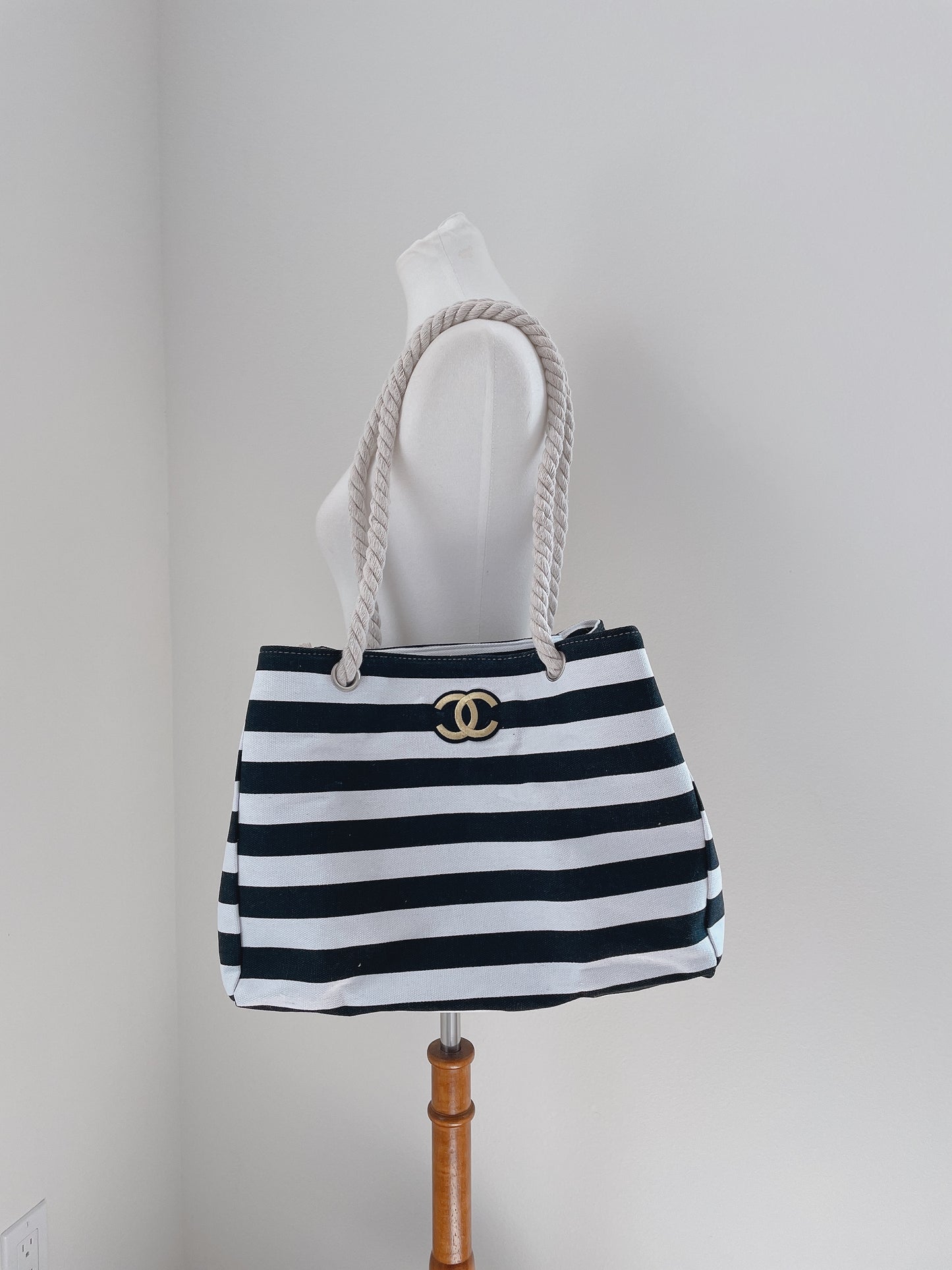 Reworked Canvas Tote Bag with Rope Handles, Hand Embroidered Tote Bag