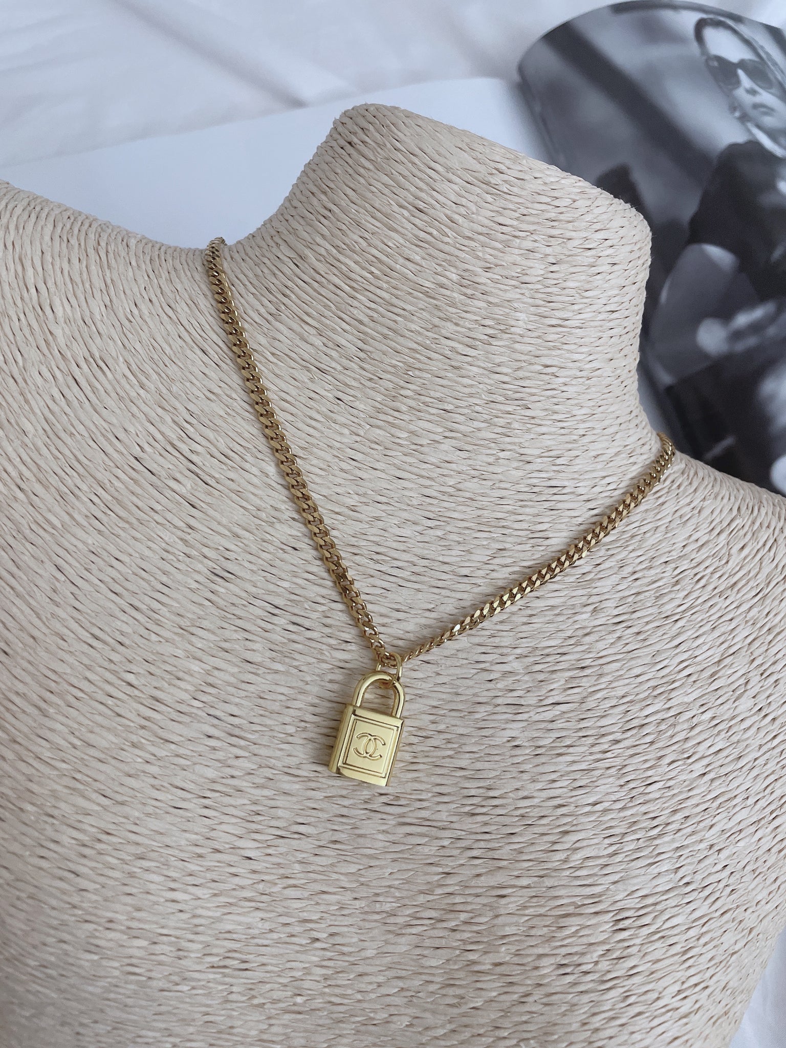 Designer Chain Necklace with Authentic Louis Vuitton Lock