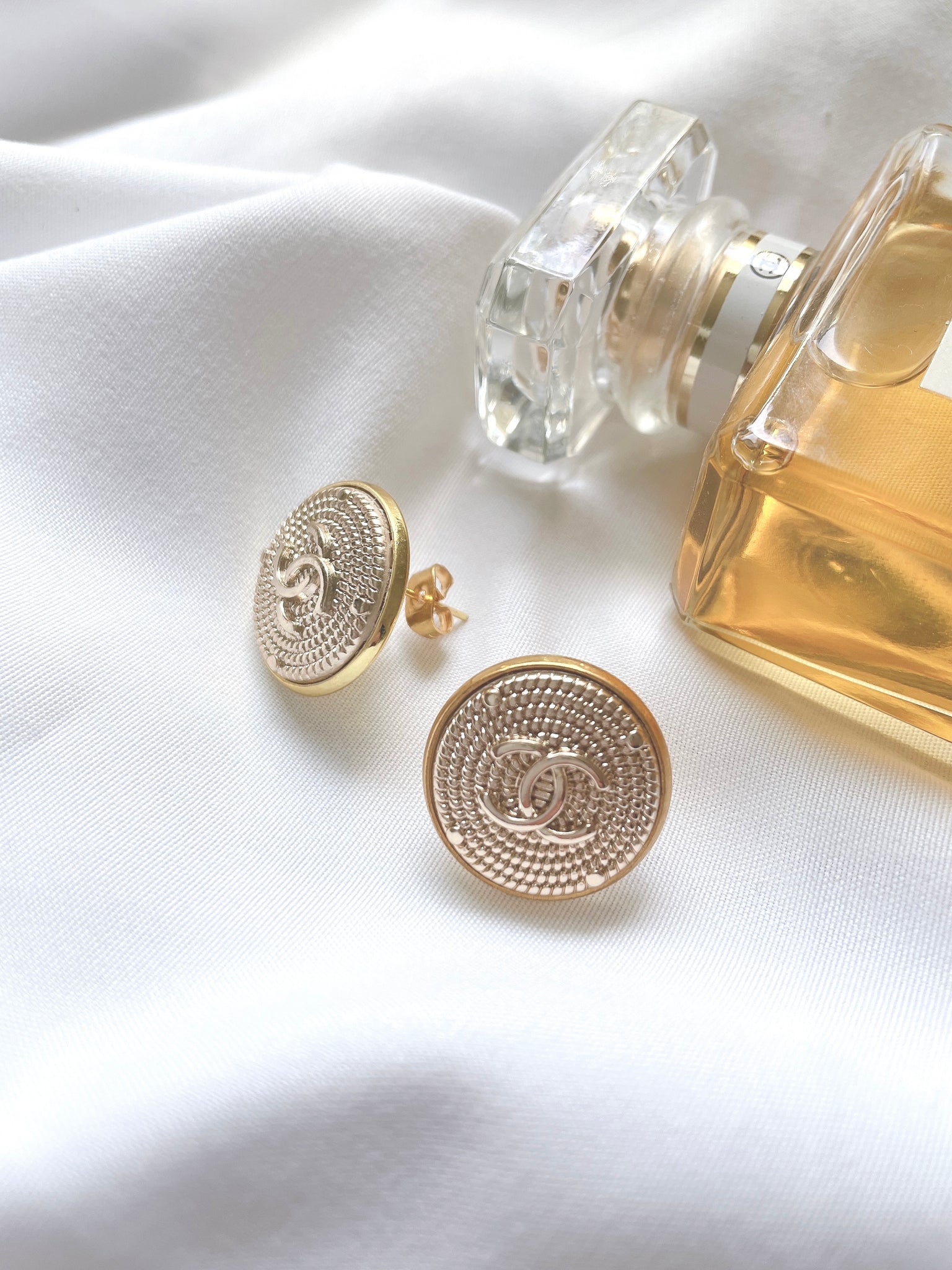 Repurposed gold Chanel Button Earrings