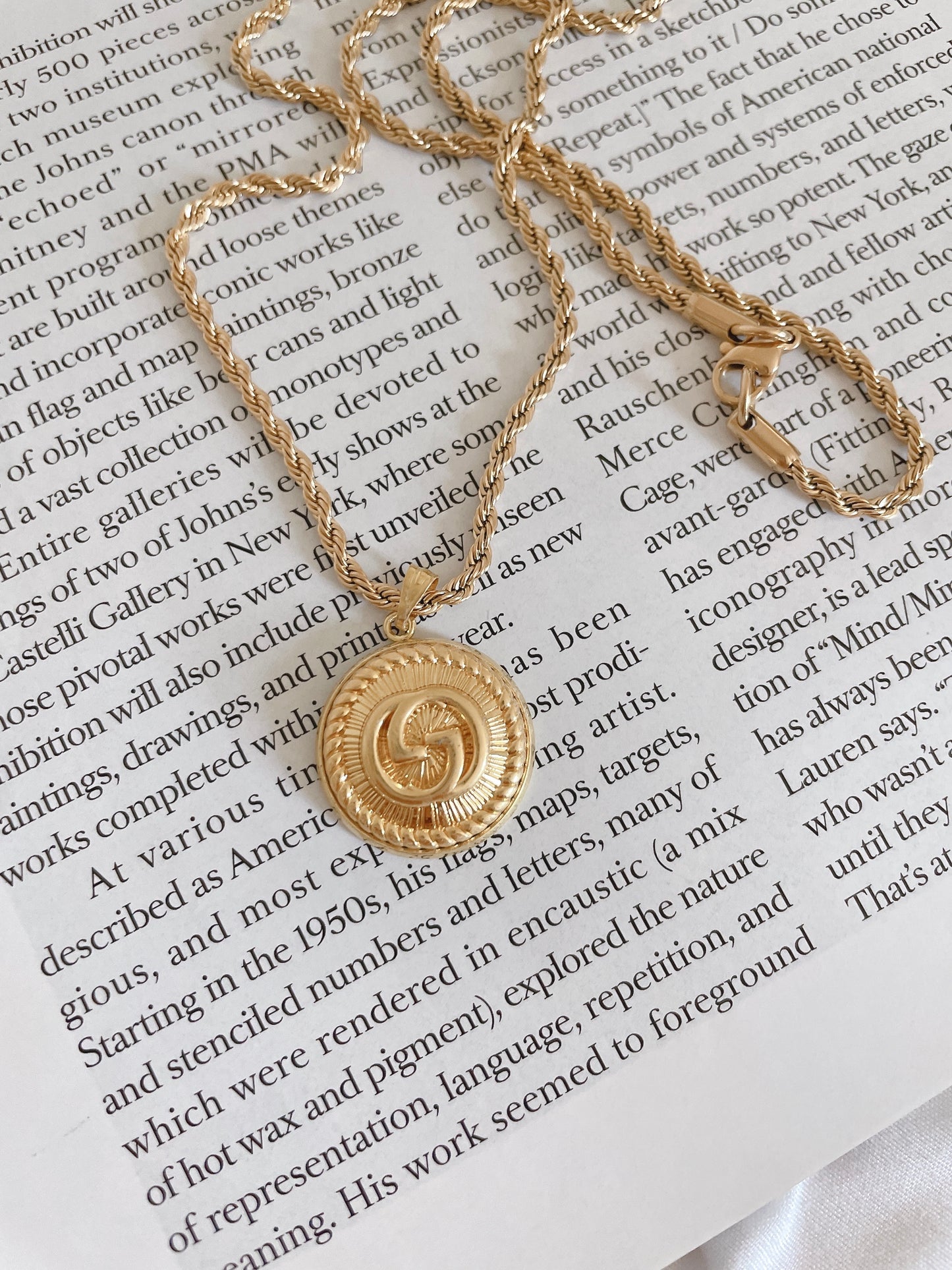 Repurposed Authentic Designer Button Gold Plated Necklace