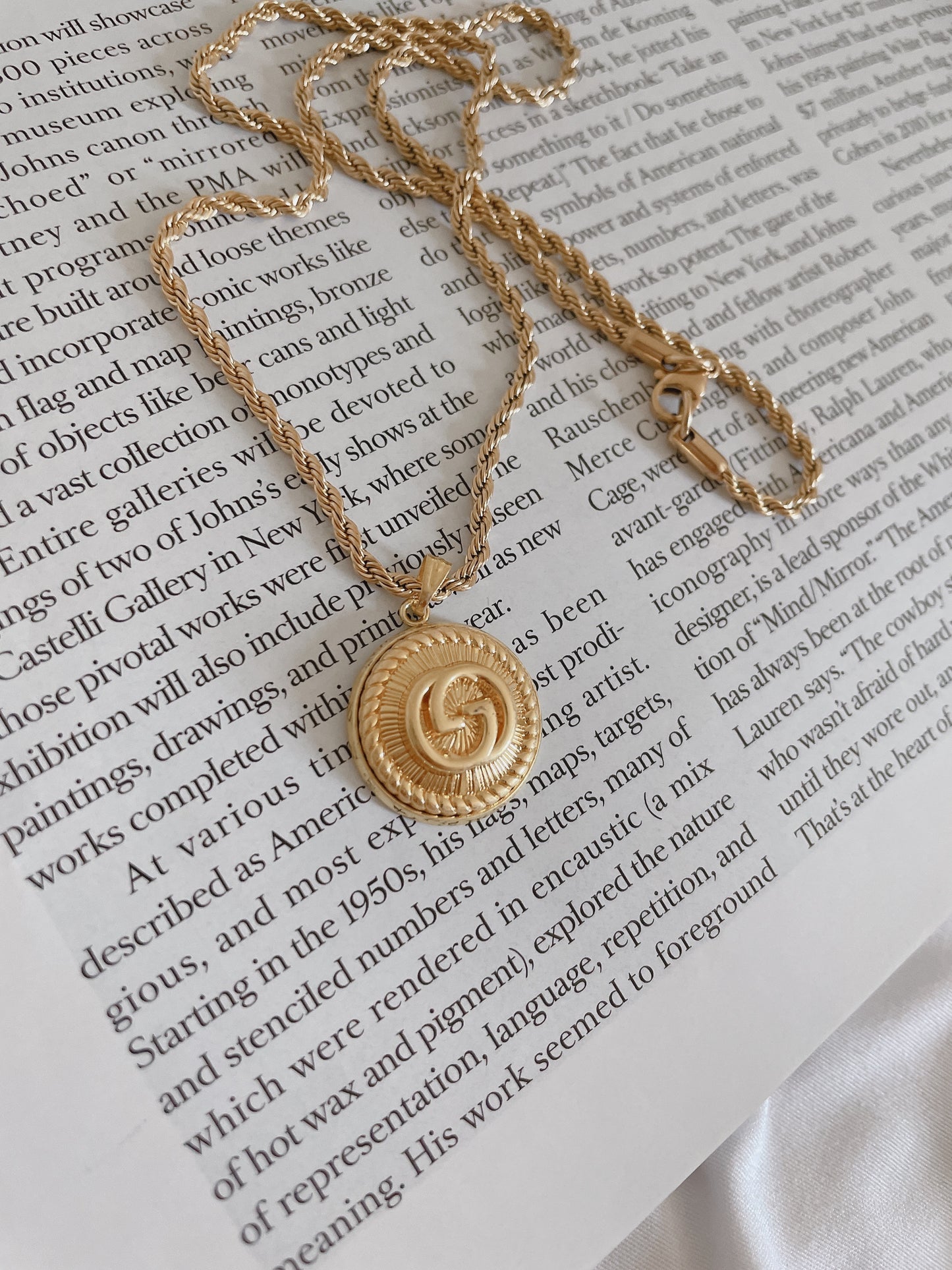 Repurposed Authentic Designer Button Gold Plated Necklace