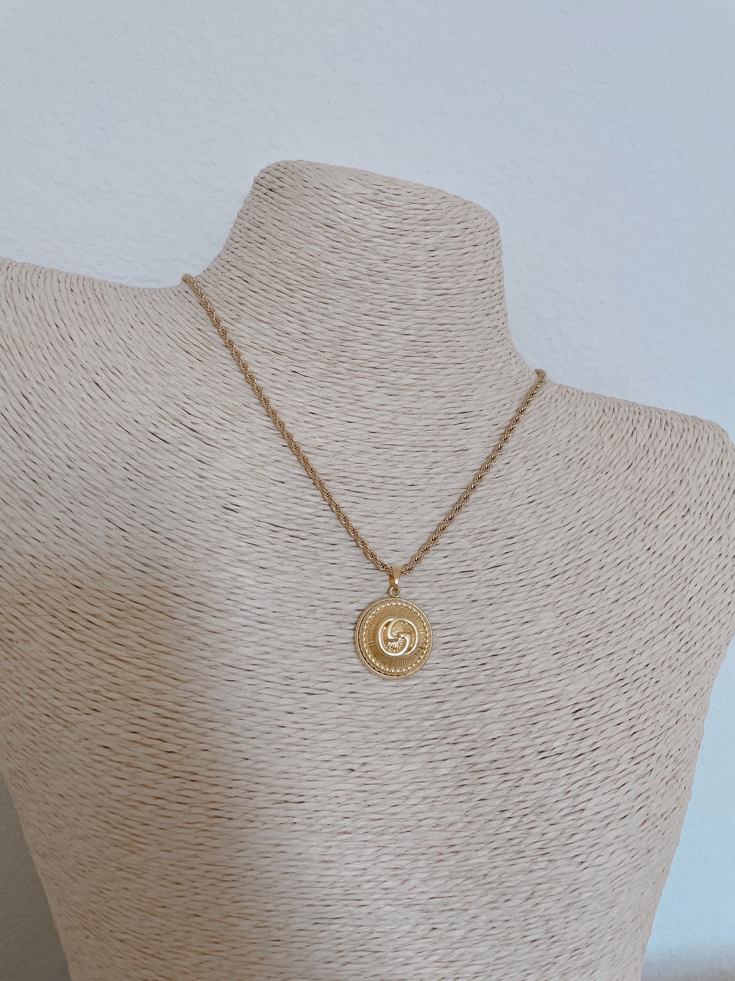 Repurposed Authentic Designer Button Gold Plated Necklace