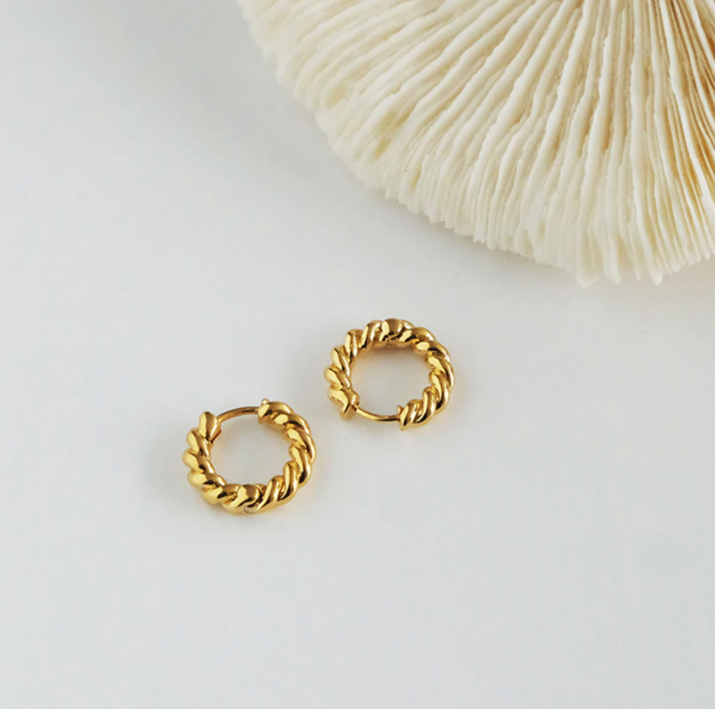 18K Gold Plated Twisted Earrings, Minimalist Tiny Huggie Earrings